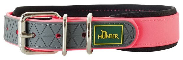 Hunter ошейник для собак Convenience Comfort 55 (42-50 см) / 2,5 см биотановый с мягкой горловиной розовый неон