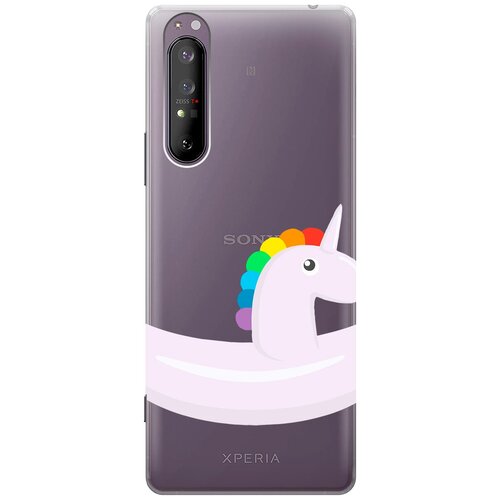 Силиконовый чехол с принтом Unicorn Swim Ring для Sony Xperia 1 II / Сони Иксперия 1 2 силиконовый чехол с принтом unicorn swim ring для sony xperia 1 iii сони иксперия 1 3