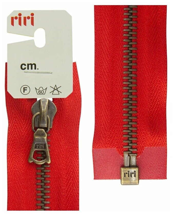 RiRi молния металл, AM, слайдер FLASH, неразъемная, 6 мм, 16 см. цвет тесьмы 2407 красный.
