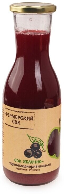 Сок прямого отжима Фермерский яблочно-черноплоднорябиновый 1л, Россия