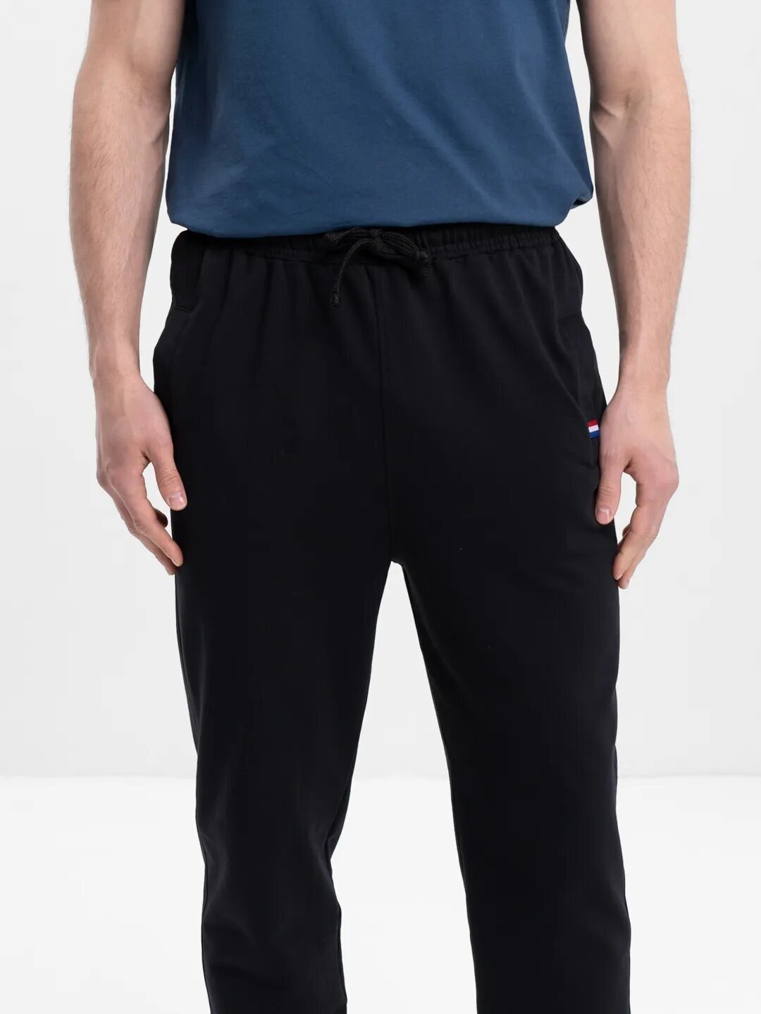 Брюки мужские домашние спортивные, штаны для дома, трико, брюки мужские трикотажные (черный, 52) - фотография № 3