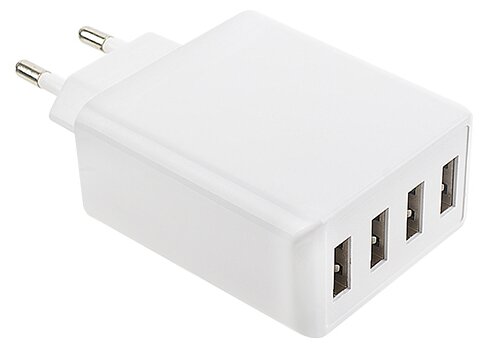 Адаптер питания сетевой белый вход 100-240В выход 4хUSB 5В суммарный ток заряда до 6А (4х1500мА) с высоким КПД - PowerBox6A (Robiton) (код заказа 15399 )