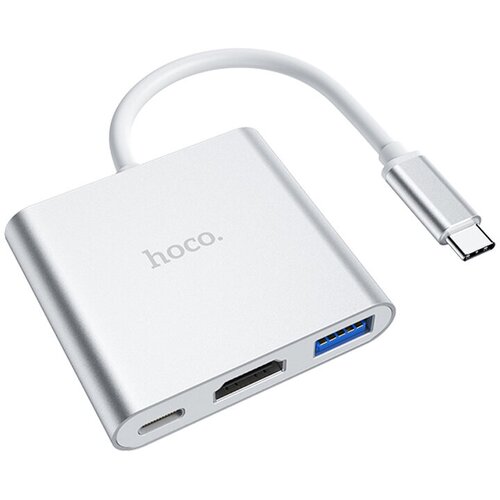 USB-концентратор HOCO HB14 Easy USB 30 выхода HDMI Type-CPD алюминий кабель Type-C цвет серый 107300₽