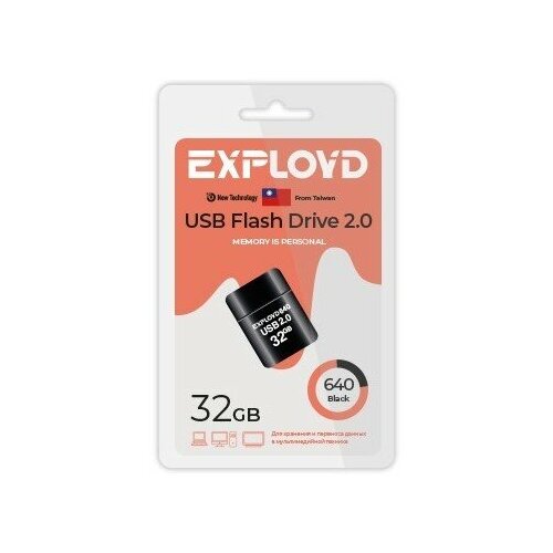 Флеш-накопитель 32Gb Exployd 640, USB 2.0, пластик, чёрный