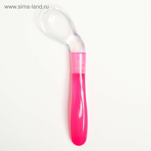 Ложка детская силиконовая «Изогнутая» для кормления, от 5 мес, цвет розовый ложка для кормления силиконовая изогнутая для кормления от 5 мес цвет розовый