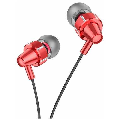 Наушники Hoco проводные красные с микрофоном для музыки подарок дочке ж 119700₽