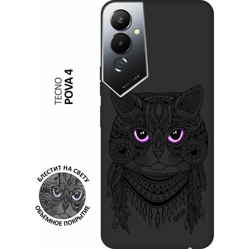 Матовый Soft Touch силиконовый чехол на Tecno Pova 4, Техно Пова 4 с 3D принтом Grand Cat черный матовый soft touch силиконовый чехол на tecno pova 4 техно пова 4 с 3d принтом grand cat черный