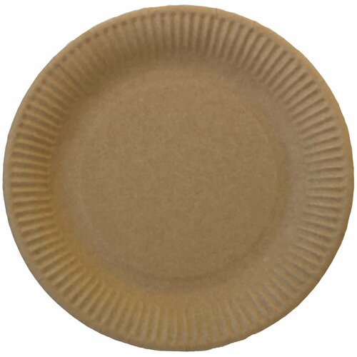 Тарелки одноразовые 23 см бумажные, рифленые, крафт, 500 штук