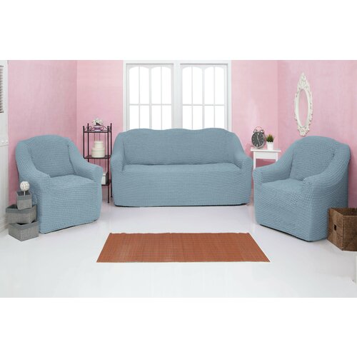 Чехол на диван и 2 кресла без оборки, диван трехместный, универсальный, комплект, накидка дивандек на диван и кресло