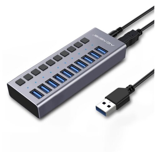 Хаб Acasis USB 3.0 12V 4A HS-710MB (10 портов), серый