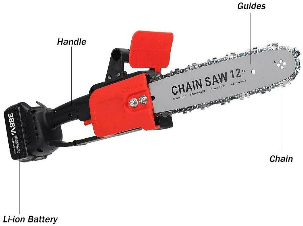 Электропила цепная аккумуляторная,12 дюймов - фотография № 3