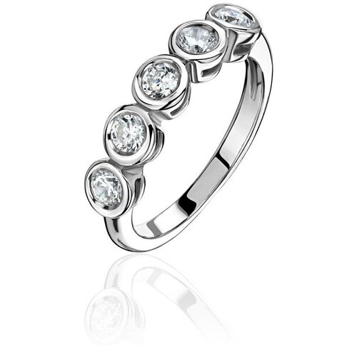 Кольцо Эстет, серебро, 925 проба, родирование, фианит, размер 17.5 эстет кольцо с фианитами и кристаллами swarovski из серебра с22к251060 размер 18 5