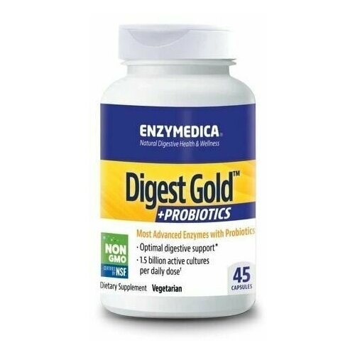 Ферменты для пищеварения, энзимы Голд , Enzymedica, Digest Gold , 45 капсул
