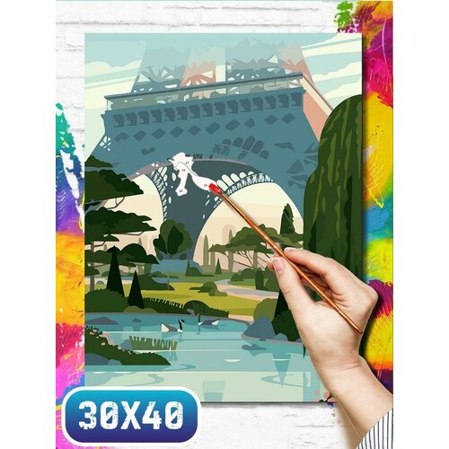 Картина по номерам на холсте пейзаж париж - 12267 30х40 картина по номерам на холсте пейзаж эйфелева башня париж достопримечательности пейзаж 12609 в 60x40