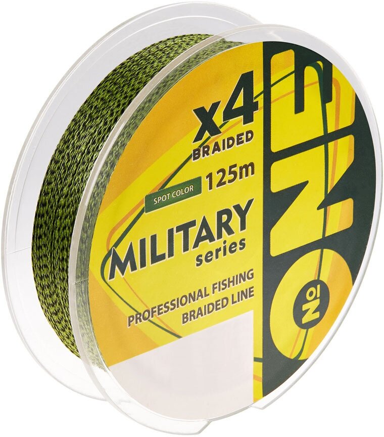 Плетеный шнур для рыбалки №ONE Military 4X 125м темно-зеленый 016мм