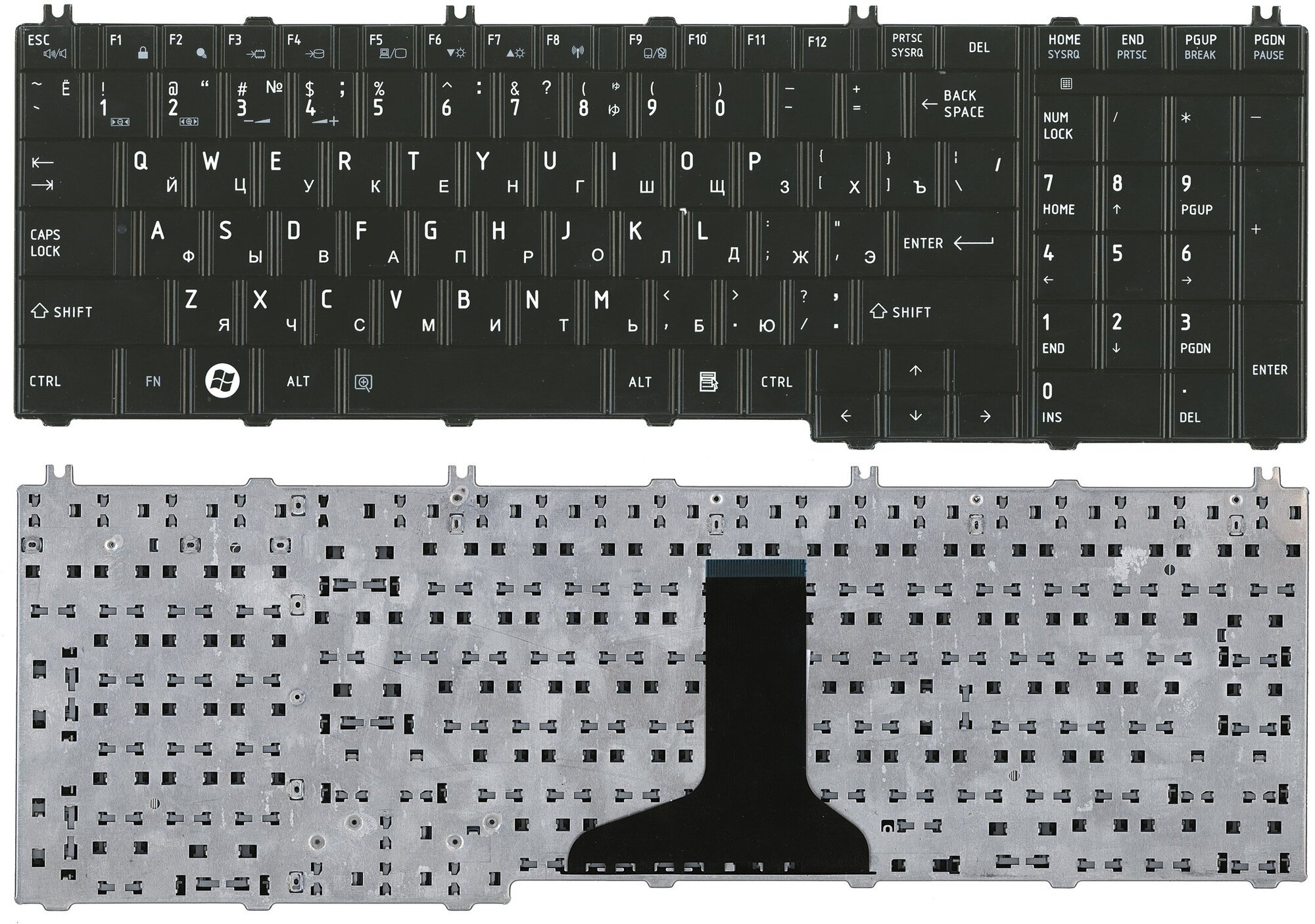Клавиатура для ноутбука Toshiba Satelite C650 L650 L670 глянцевая черная