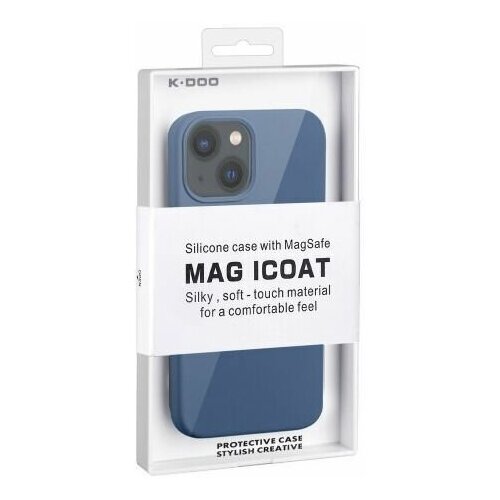 Ультратонкий силиконовый чехол K-DOO Mag iCoat на iPhone 13, синий