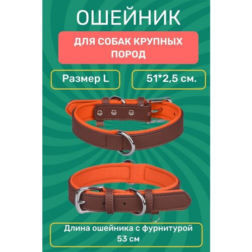 Ошейник для собак / Коричневый, Оранжевый / Размер L