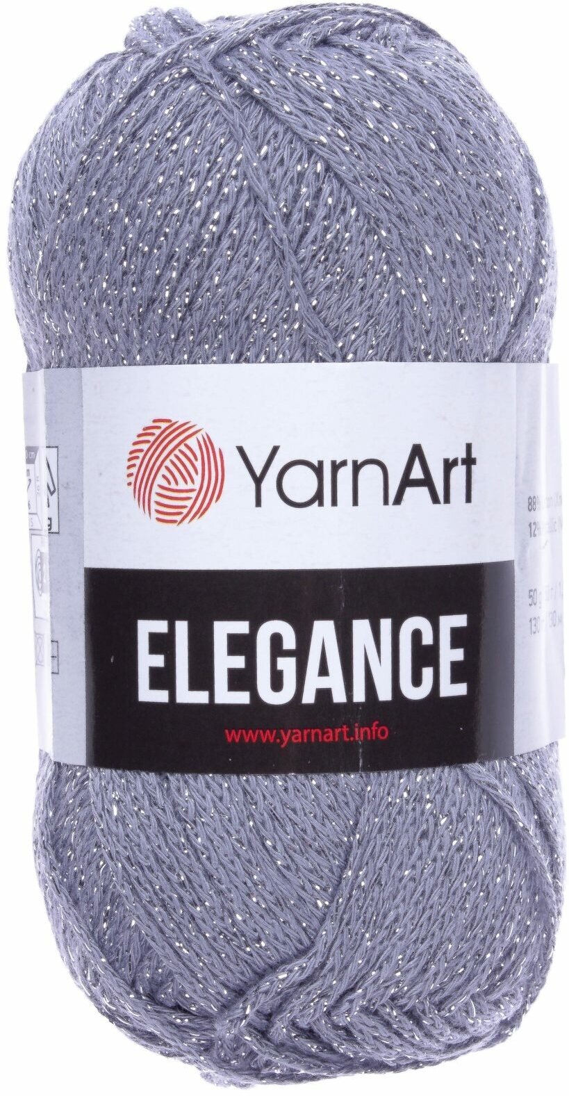 Пряжа YarnArt Elegance серый (102), 88%хлопок/12%металлик, 130м, 50г, 1шт