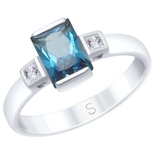 фото Sokolov кольцо из белого золота с синим топазом и swarovski zirconia 715050, размер 17