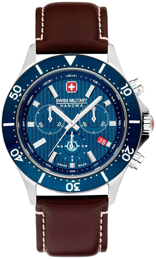 Наручные часы Swiss Military Hanowa, синий, серебряный