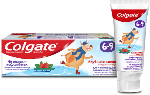 Зубная паста Colgate Клубника-мята, для детей 6-9 лет, 60 мл, 108 г