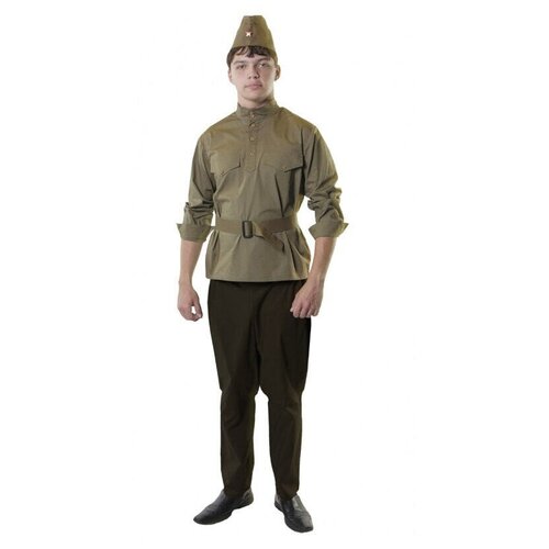 фото Карнавальный костюм вестифика гимнастерка с пилоткой и поясом мужская взрослая