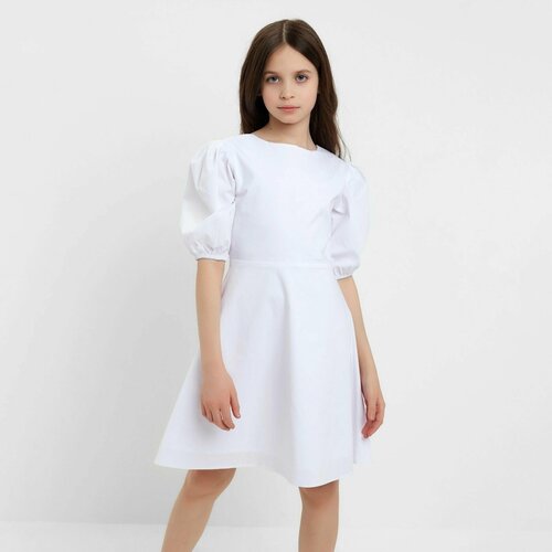 фото Платье minaku, хлопок, нарядное, однотонное, размер 36, белый