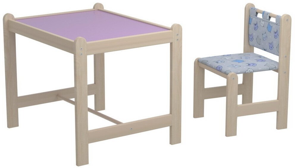 Набор мебели Гном Малыш-2 стол,стул Котята голубые - фотография № 1