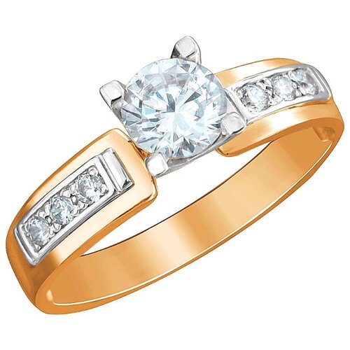 фото Эстет кольцо с 7 фианитами из комбинированного золота 01к1612814, размер 17.5