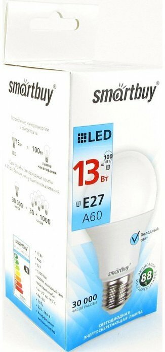 SMARTBUY Светодиодная лампа Smartbuy SBL-A60-13-60K-E27 холодный дневной