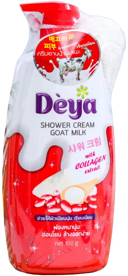 Deya Goat Milk Collagen Крем-гель для душа с козьим молоком и коллагеном 765 гр с мочалкой