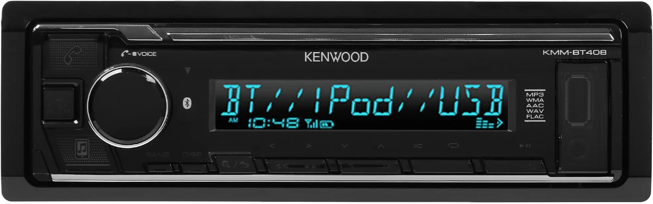 Автомагнитола Kenwood KMM-BT408 DSP/BT/3RCA/мультицвет