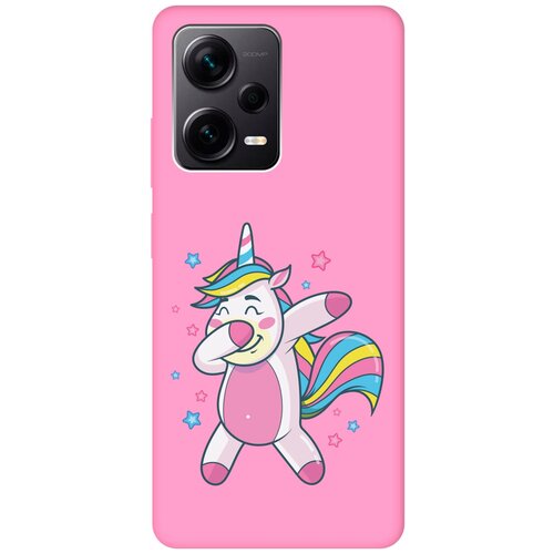 Матовый чехол Unicorn Dab для Xiaomi Redmi Note 12 Pro / Note 12 Pro+ / Note 12 Explorer Edition с 3D эффектом розовый матовый чехол unicorn and candy для xiaomi redmi note 12 pro note 12 pro note 12 explorer edition с 3d эффектом розовый