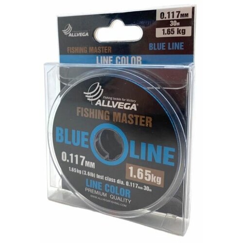 леска монофильная allvega fishing master 30м 0 405мм 12 5кг рубиновая 7727058 Леска монофильная ALLVEGA Fishing Master 30м 0,117мм (1,65кг) голубая