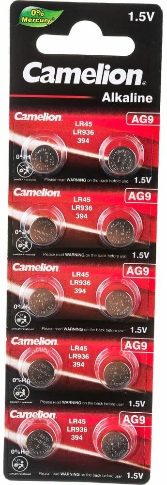 Camelion G 9 BL-10 Mercury Free (AG9-BP10(0%Hg) 394A LR936 194 батарейка для часов) (10 шт. в уп-
