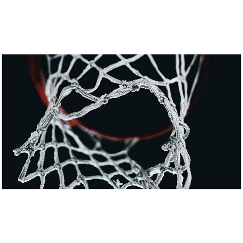 фото Картина на холсте 33x50 linxone "баскетбол, баскетбольная сетка, баскетбольное кольцо, ночь" интерьер для дома / декор на стену / дизайн