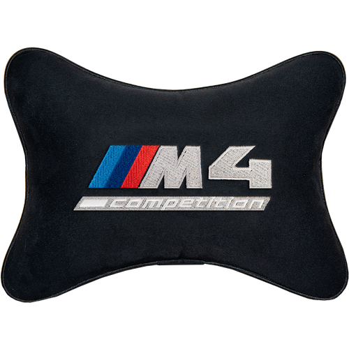 Подушка на подголовник алькантара Black с логотипом автомобиля BMW M4 COMPETITION