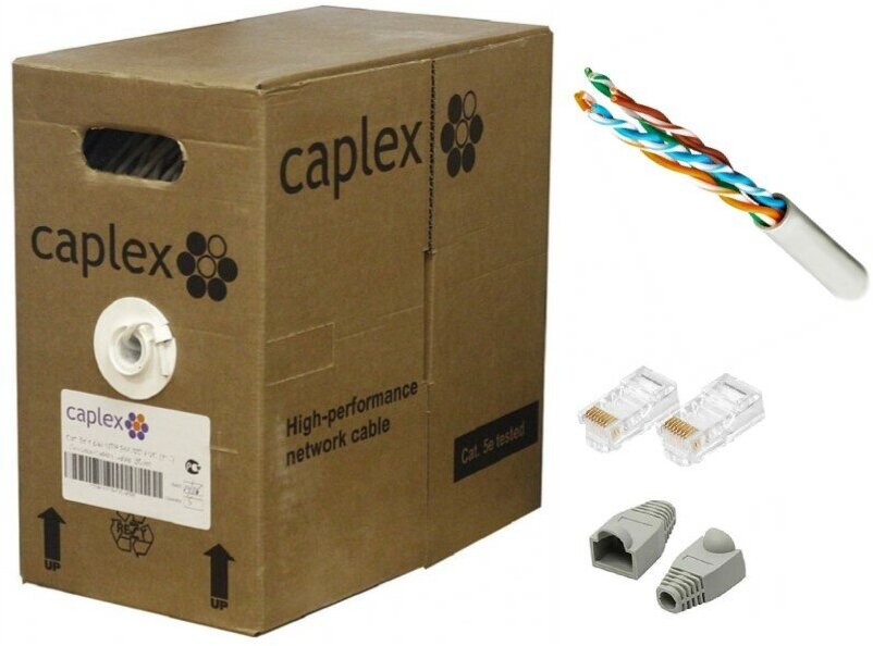 Кабель витая пара CAPLEX U/UTP нг(А)-LS PVC cat.5e для внутренней прокладки Indoor CU (медь) / белый - 50м