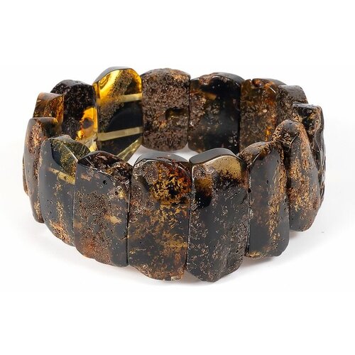 Браслет Amberprofi, янтарь браслет из натуральных фактурных пластин тёмного янтаря натурэль