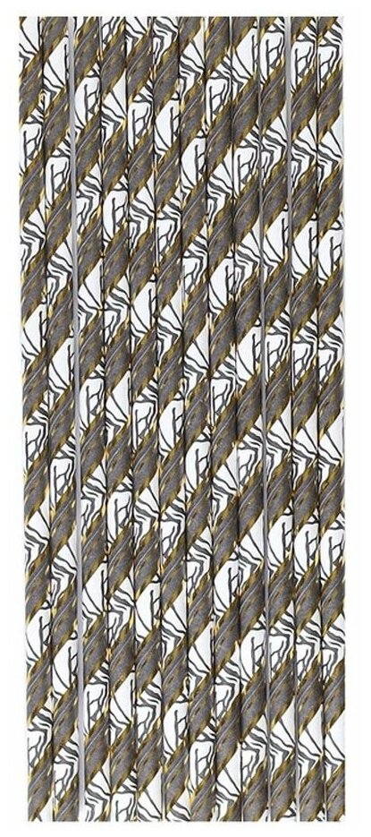 Одноразовые трубочки бумажные для коктейлей Riota Сафари Принт, набор 12 шт