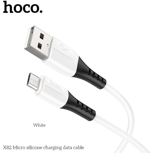 Кабель HOCO X82 Micro USB silicone charging data cable 1M, 2.4А, white кабель hoco x82 micro usb silicone charging data cable 1m 2 4а white