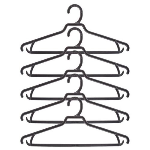 фото Вешалка-плечики для одежды plaston пластиковая облегченная, черная, набор 30 штук