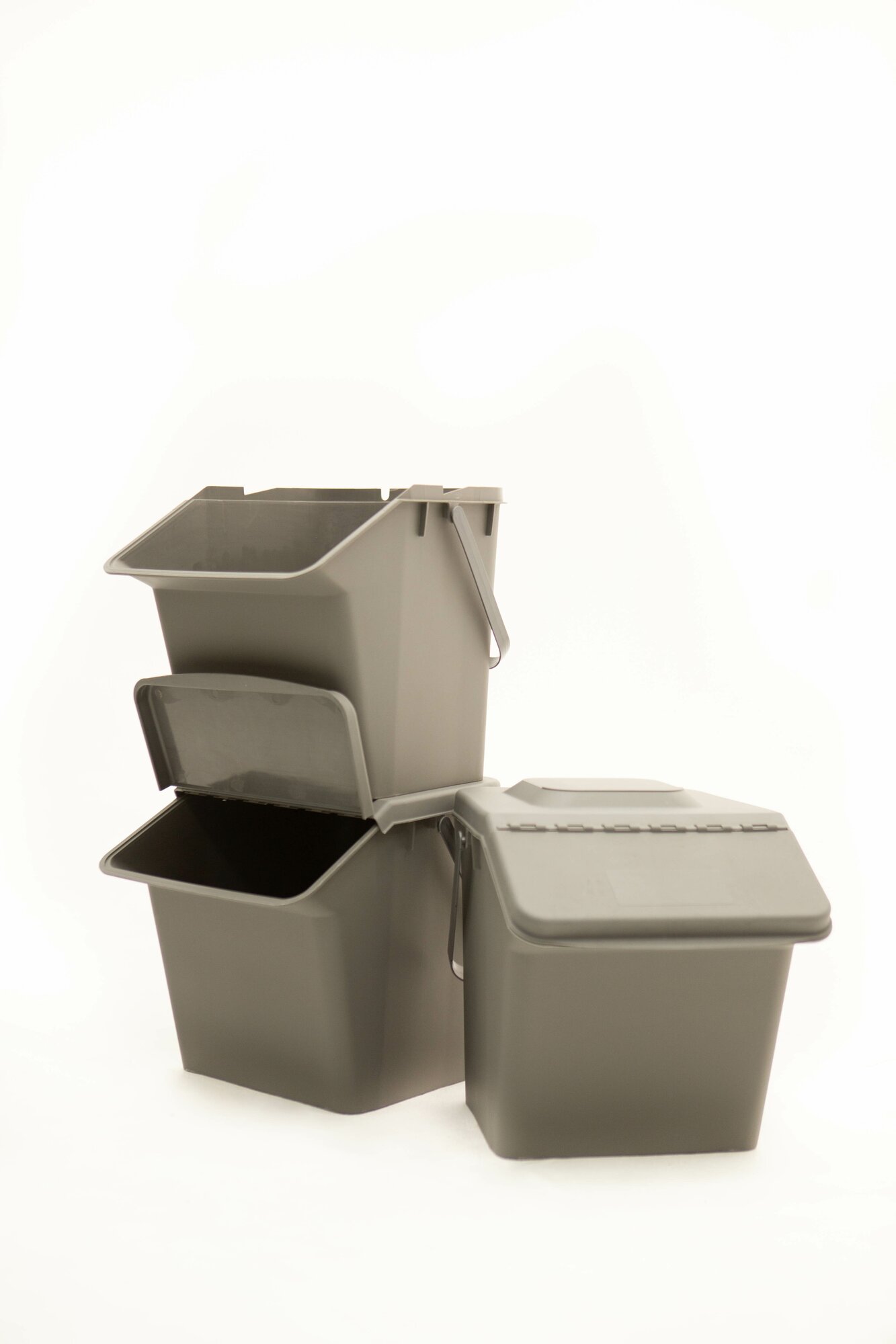 Комплект мусорных баков 3 х 11 л для раздельного сбора серый - фотография № 1