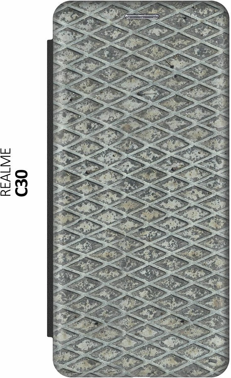 Чехол-книжка Металлический лист на realme C30 / Рилми С30 черный