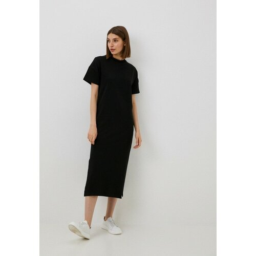 фото Платье-футболка liza volkova, хлопок, повседневное, свободный силуэт, миди, размер 48, черный