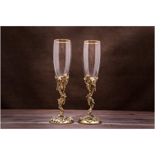 Бокалы для шампанского ручной работы, пара бокалов 