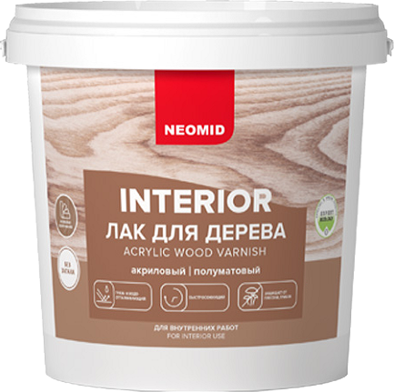 Лак для Дерева Neomid Interior 1л без Запаха для Внутренних Работ / Неомид Интериор.