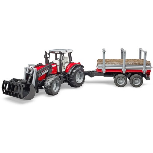 Трактор Bruder Massey Ferguson, c манипулятором и прицепом