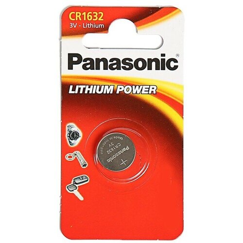 Батарейка литиевая Panasonic Lithium Power, CR1632-1BL, 3В, блистер, 1 шт